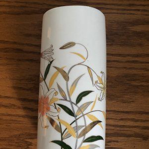 Vintage Japanese Otagiri Porcelain Vase jar brush holder w flowers